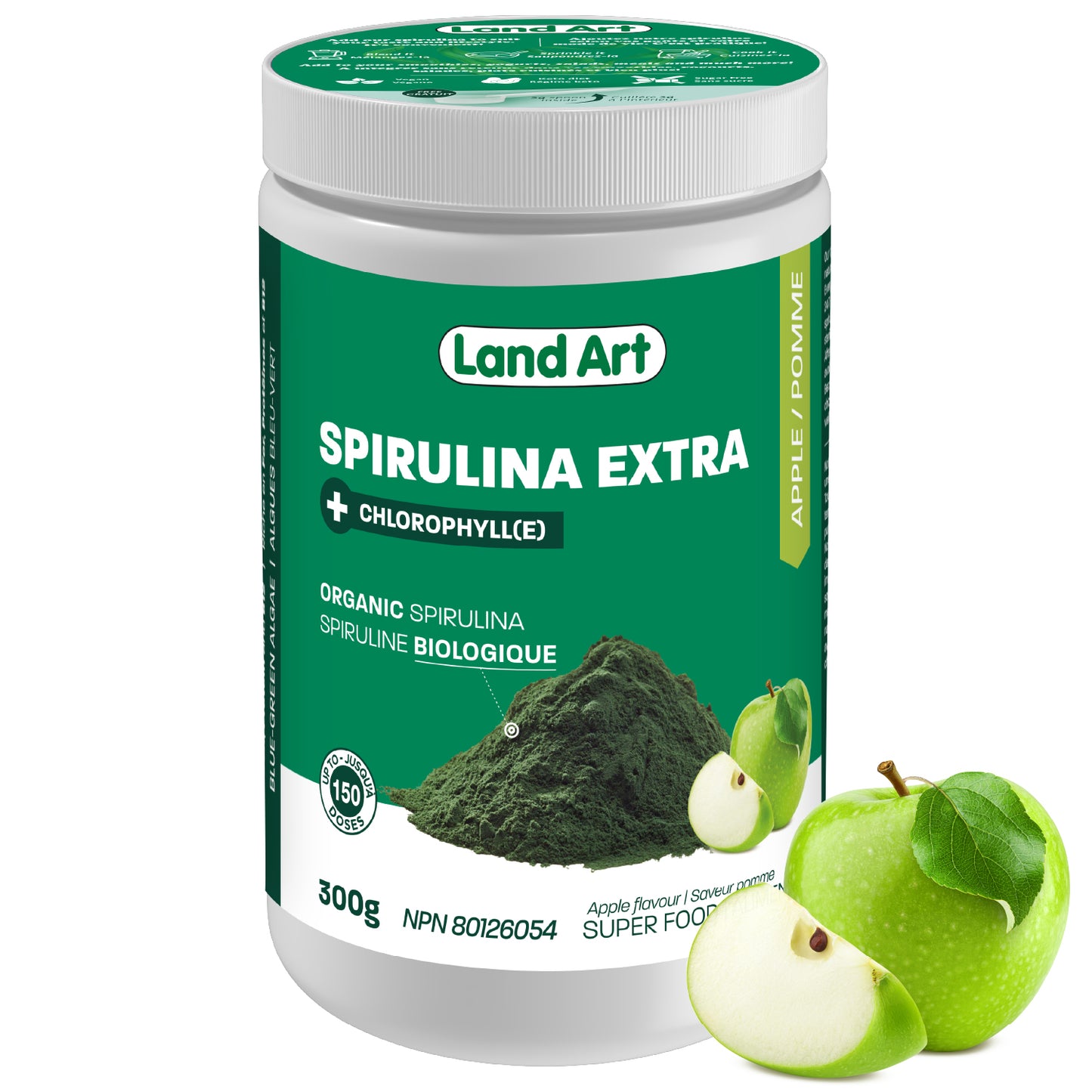 Land Art Spirulina Extra Powder, 300g - Apple