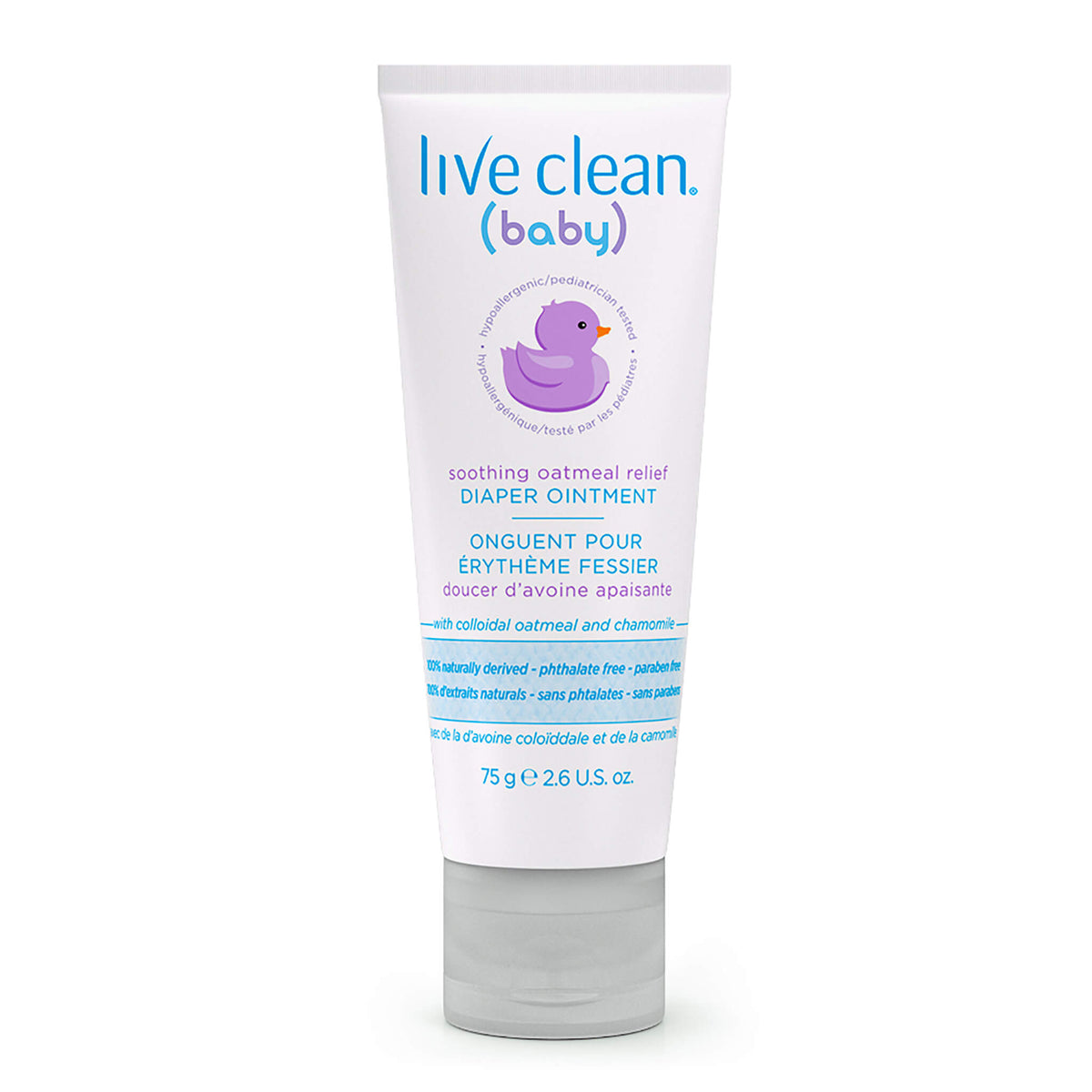 Live Clean Baby Soothing Oat Diaper Ointment with Zinc Oxide, Colloidal Oatmeal and Castor Oil, 75g