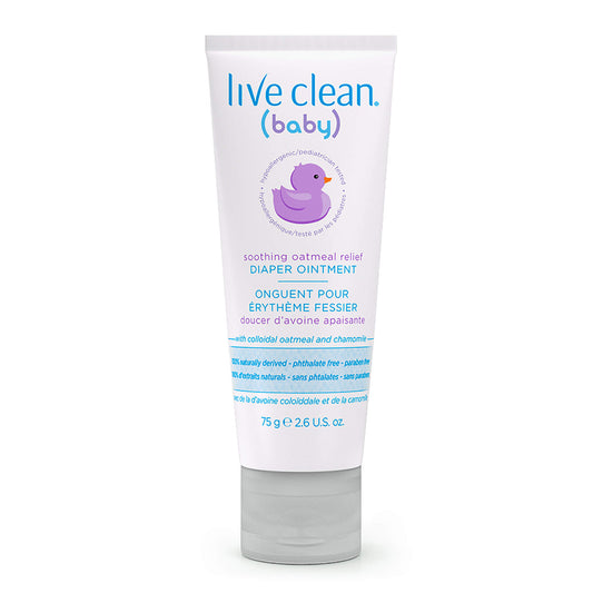 Live Clean Baby Soothing Oat Diaper Ointment with Zinc Oxide, Colloidal Oatmeal and Castor Oil, 75g