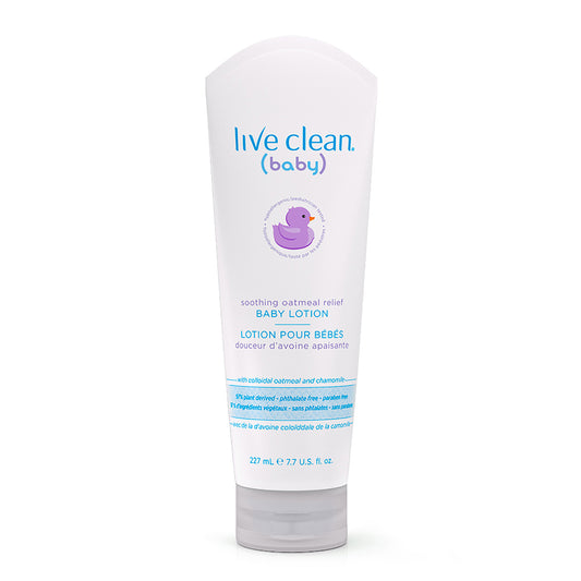 Live Clean Baby Soothing Oatmeal Relief Lotion with Colloidal Oatmeal and Organic Chamomile, Non-Greasy, 227ml