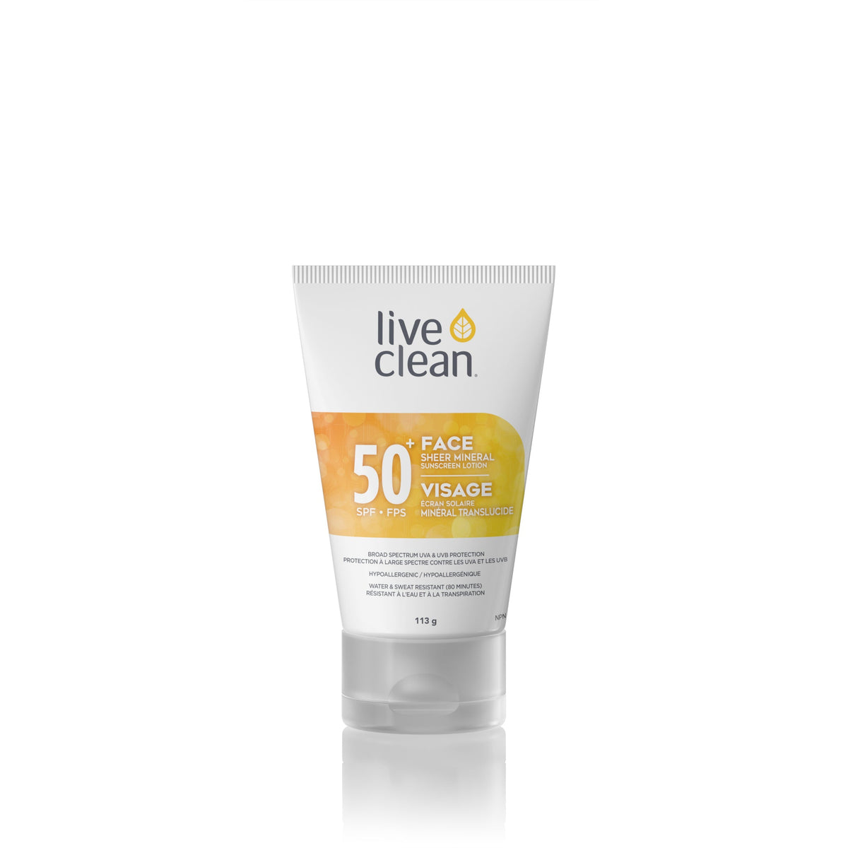 Live Clean Sheer Mineral Sunscreen Lotion SPF 50+, 24.1% Zinc Oxide, Fragrance-Free, Baby or Face, 113g - Face