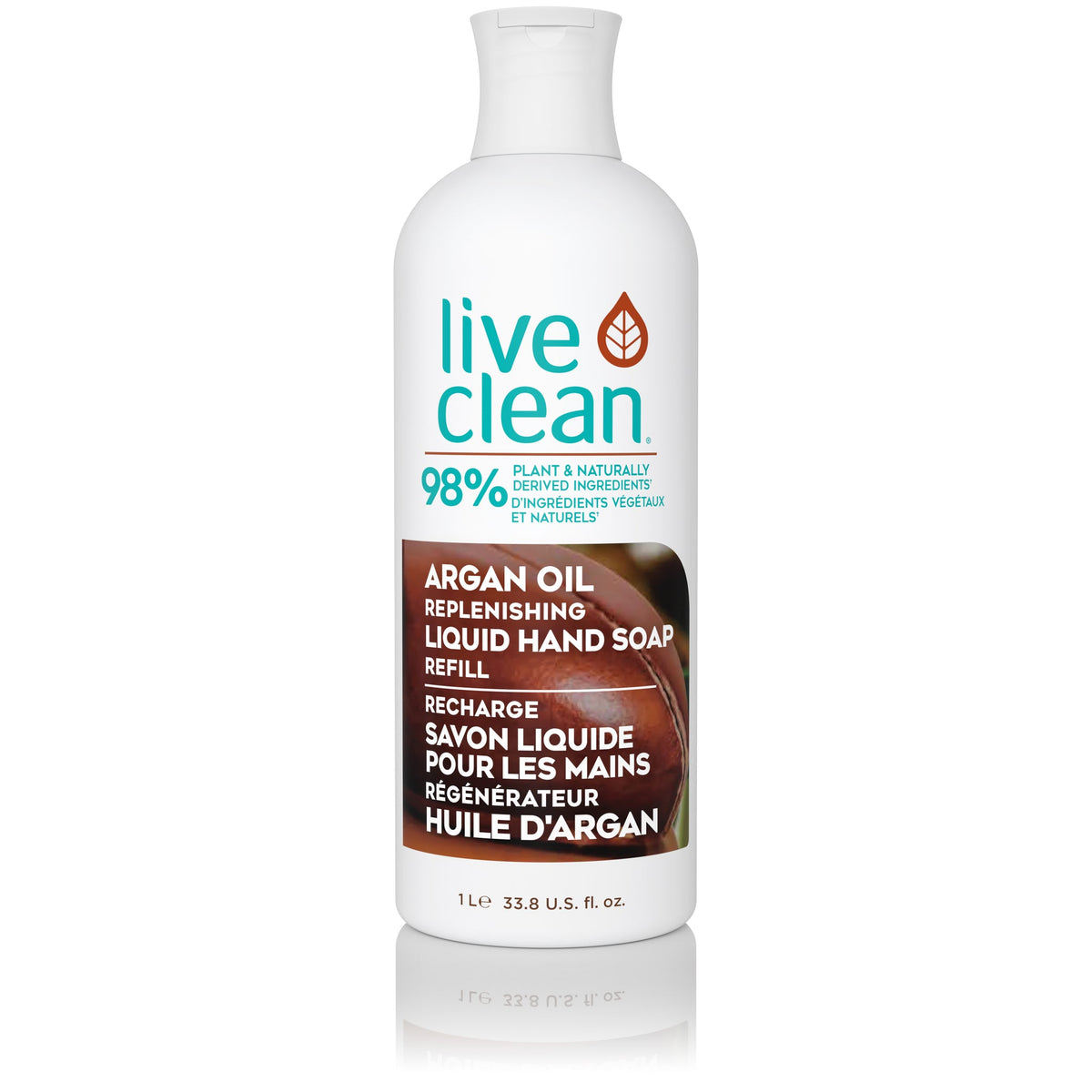 Live Clean Moisturizing Liquid Hand Soap with Vitamin E and Provitamin B5, 98% Plant-Based, 10 Scents, 500ml Pump or 1L Refill - Argan Oil / 1L Refill