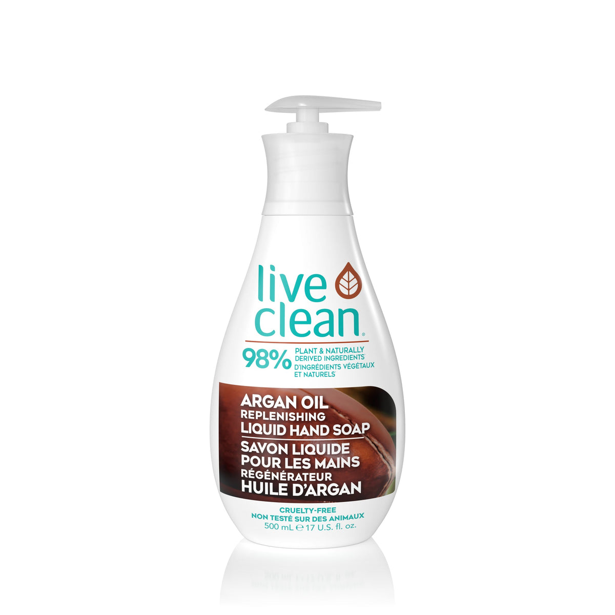 Live Clean Moisturizing Liquid Hand Soap with Vitamin E and Provitamin B5, 98% Plant-Based, 10 Scents, 500ml Pump or 1L Refill - Argan Oil / 500ml