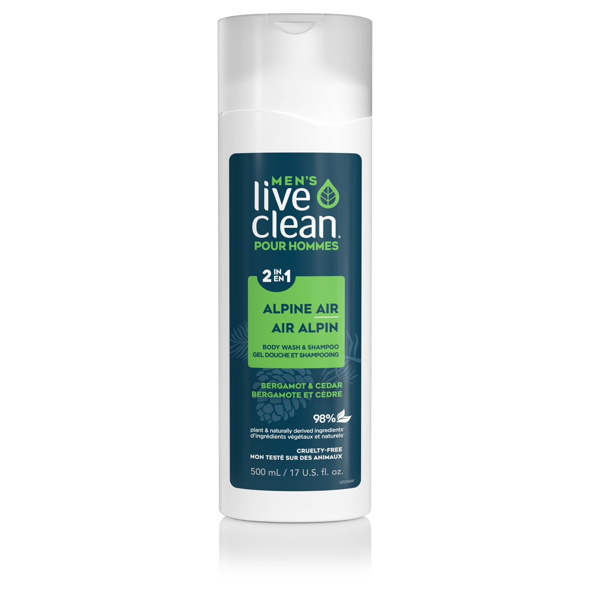 Live Clean Men's 2-in-1 Body Wash & Shampoo with Organic Eucalyptus and Aloe, Coastal Mist or Alpine Air, 500ml - Alpine Air