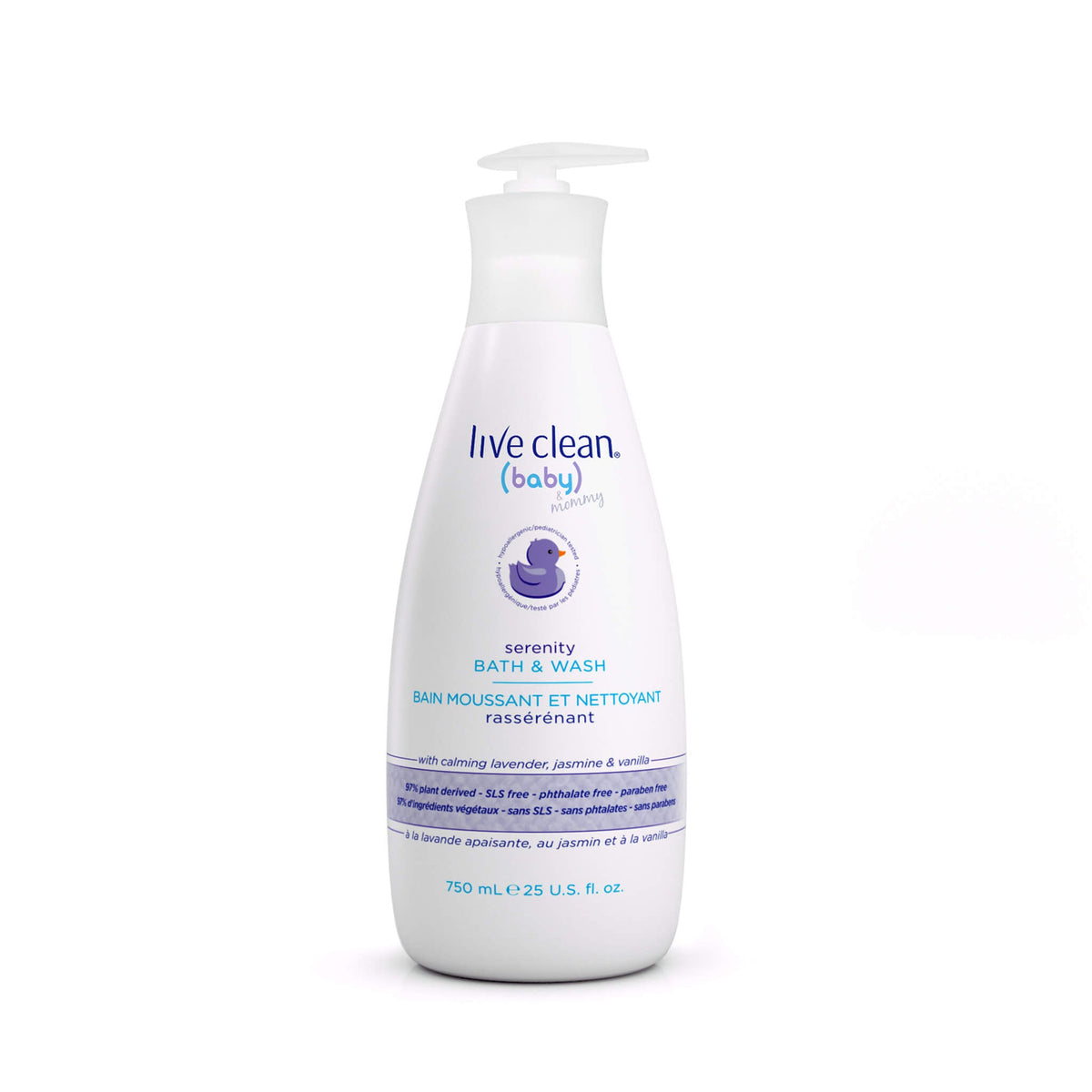 Live Clean Baby & Mommy Serenity Tearless Shampoo & Wash with Lavender, Chamomile, Jasmine and Vanilla, 750ml