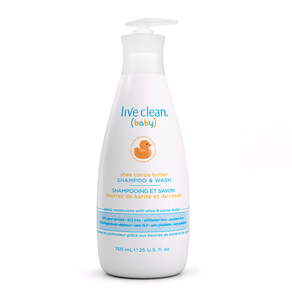 Live Clean Baby Shea Cocoa Butter Shampoo & Wash with Organic Quinoa and Vanilla, 750ml