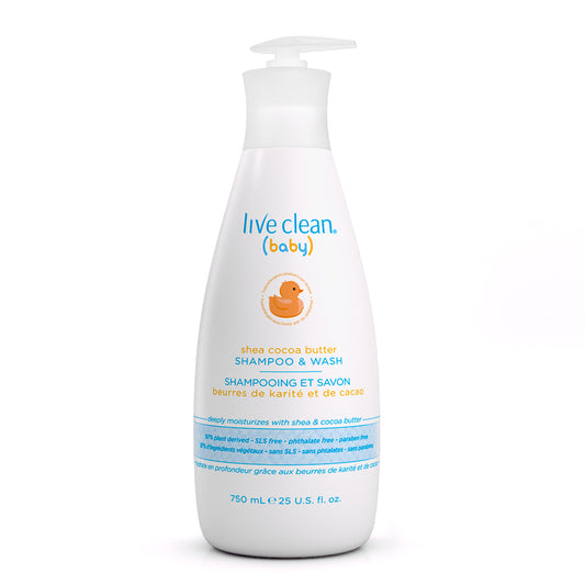 Live Clean Baby Shea Cocoa Butter Shampoo & Wash with Organic Quinoa and Vanilla, 750ml
