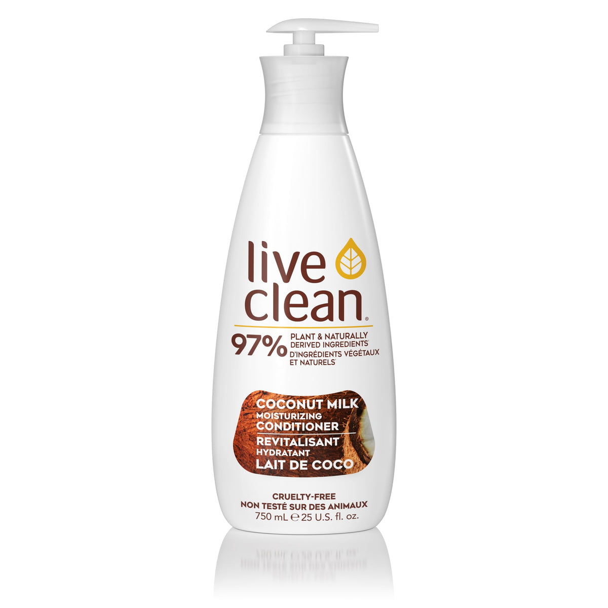 Live Clean Coconut Milk Moisturizing Conditioner with Coconut Oil, Vitamins C and E and Rice Protein, for Dry Hair, 350ml or 750ml - 750ml