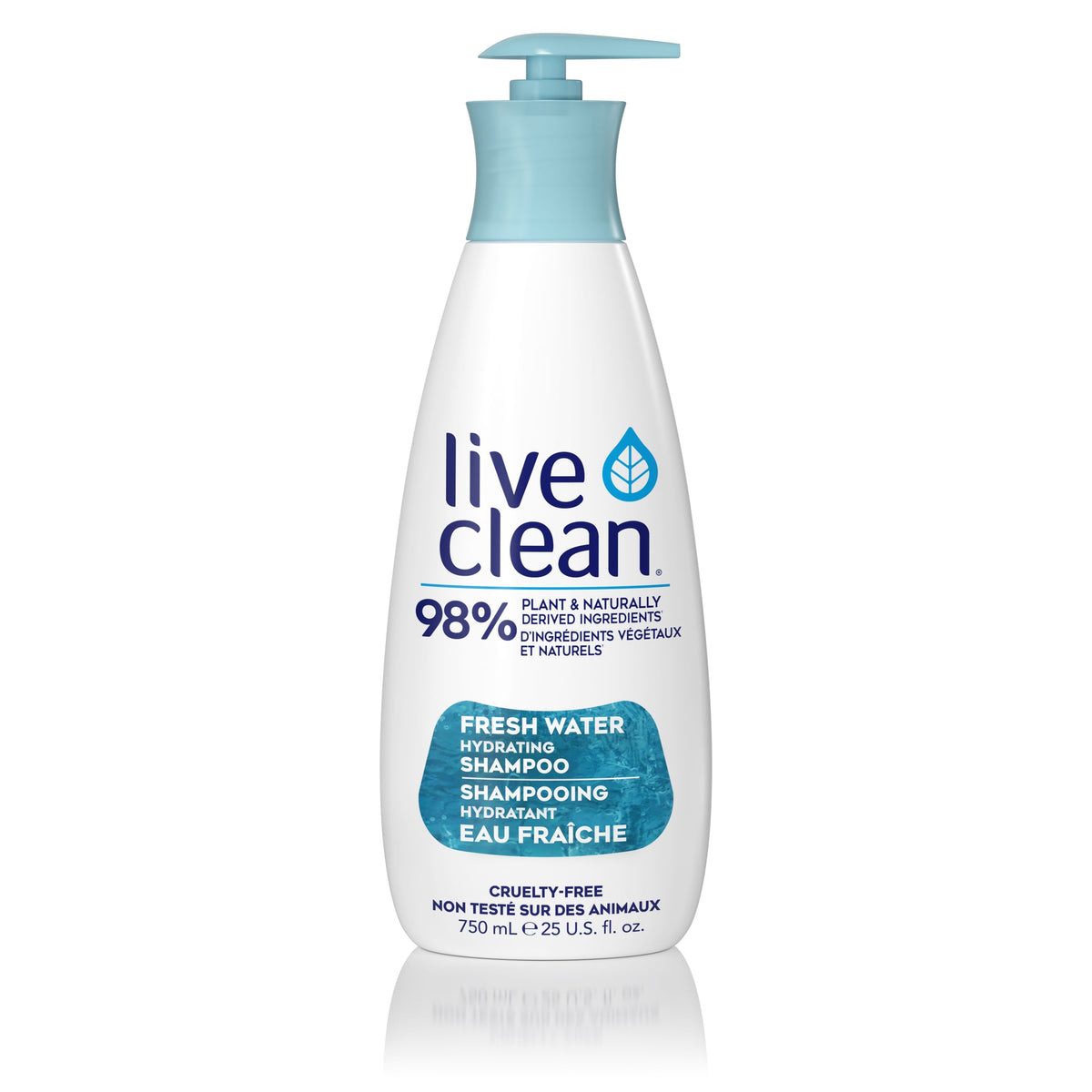 Live Clean Fresh Water Hydrating Shampoo with Hyaluronic Acid, Vitamin E and Organic Botanicals, for Normal Hair, 350ml or 750ml - 750ml