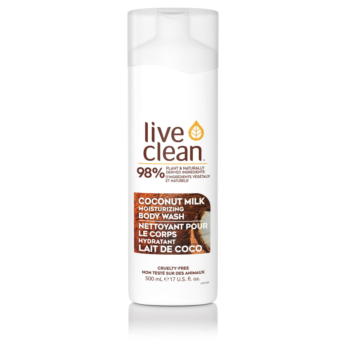 Live Clean Moisturizing Body Wash, 98% Plant-Based, Coconut Milk, Fresh Water, Argan Oil, Vanilla Peppermint or Holly Berry, 500ml - Coconut Milk