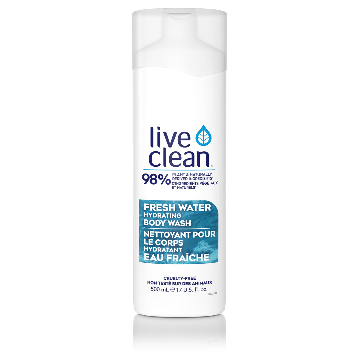 Live Clean Moisturizing Body Wash, 98% Plant-Based, Coconut Milk, Fresh Water, Argan Oil, Vanilla Peppermint or Holly Berry, 500ml - Fresh Water