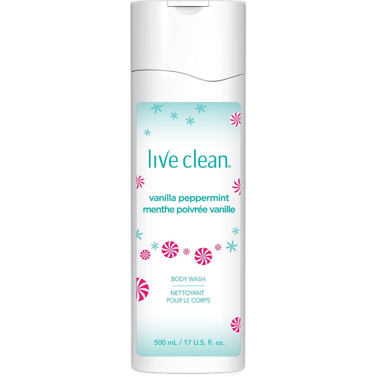 Live Clean Moisturizing Body Wash, 98% Plant-Based, Coconut Milk, Fresh Water, Argan Oil, Vanilla Peppermint or Holly Berry, 500ml - Vanilla Peppermint