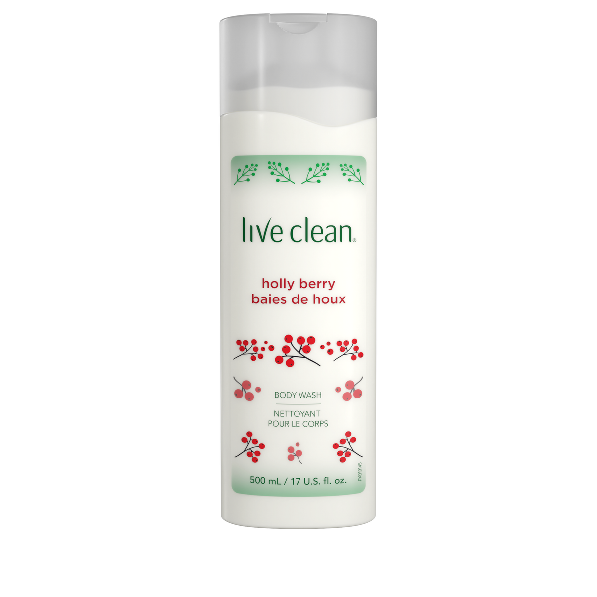 Live Clean Moisturizing Body Wash, 98% Plant-Based, Coconut Milk, Fresh Water, Argan Oil, Vanilla Peppermint or Holly Berry, 500ml - Holly Berry