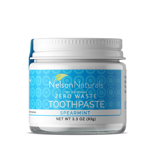 Nelson Naturals Fluoride-Free Mineral Toothpaste, Glass Jar, Spearmint, Citrus Spice or Moringa, 93g - Spearmint