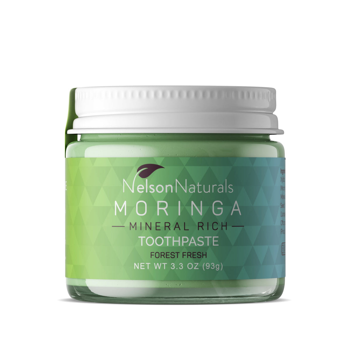 Nelson Naturals Fluoride-Free Mineral Toothpaste, Glass Jar, Spearmint, Citrus Spice or Moringa, 93g - Moringa