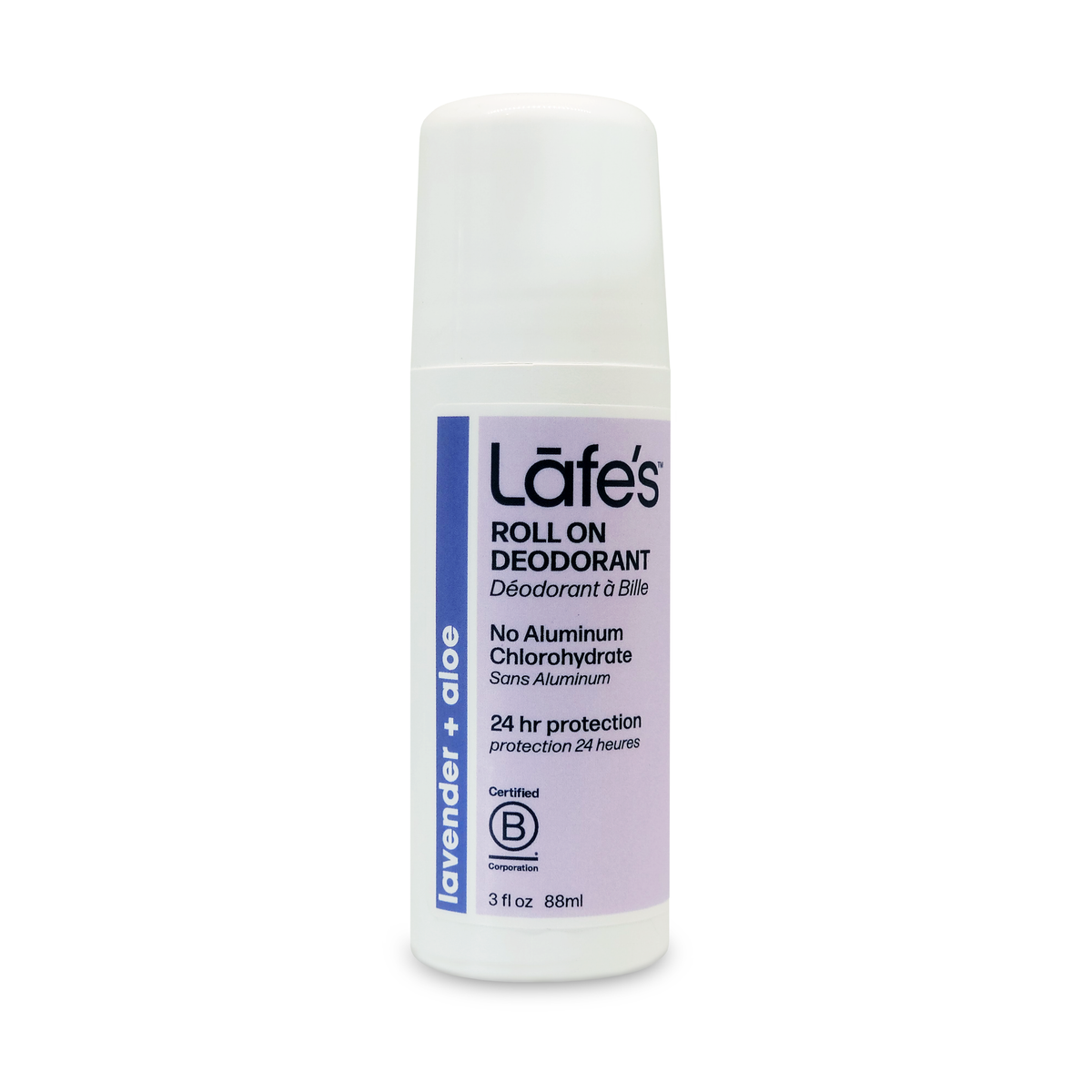 Lafe's Natural Roll-On Deodorant with Mineral Salt and Aloe, 5 Scents, 88ml - Lavender + Aloe