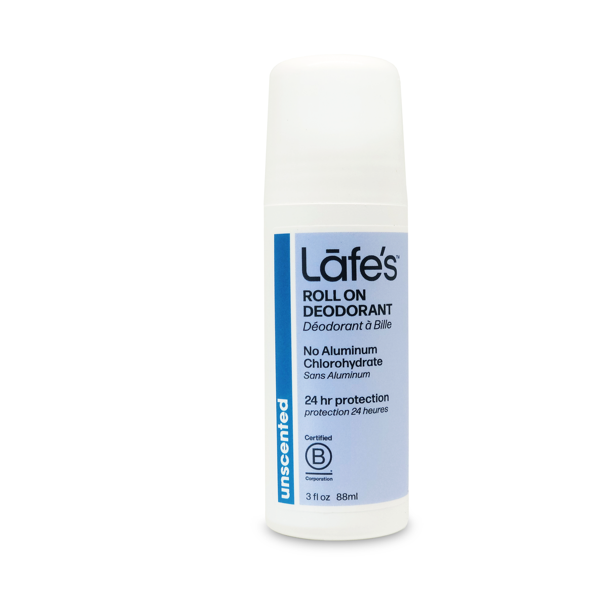 Lafe's Natural Roll-On Deodorant with Mineral Salt and Aloe, 5 Scents, 88ml - Unscented