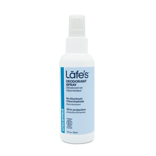 Lafe's Mineral Deodorant Spray with Organic Aloe, Unscented or Lavender, 118ml-236ml - Unscented 118ml
