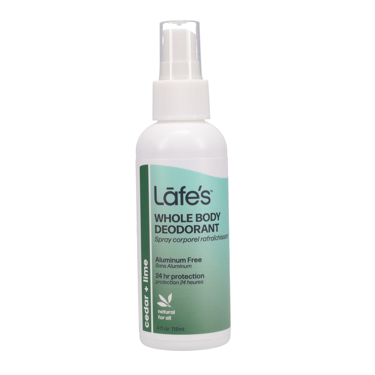 Lafe's Whole Body Deodorant Spray with Mineral Salt and Aloe, 5 Scents, 118ml - Cedar + Lime