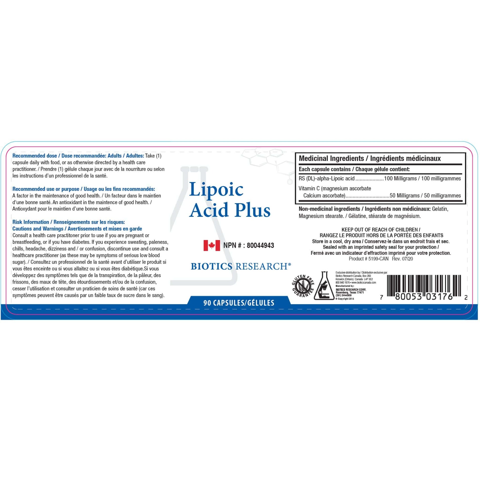 90 Capsules | Biotics Research Lipoic Acid Plus
