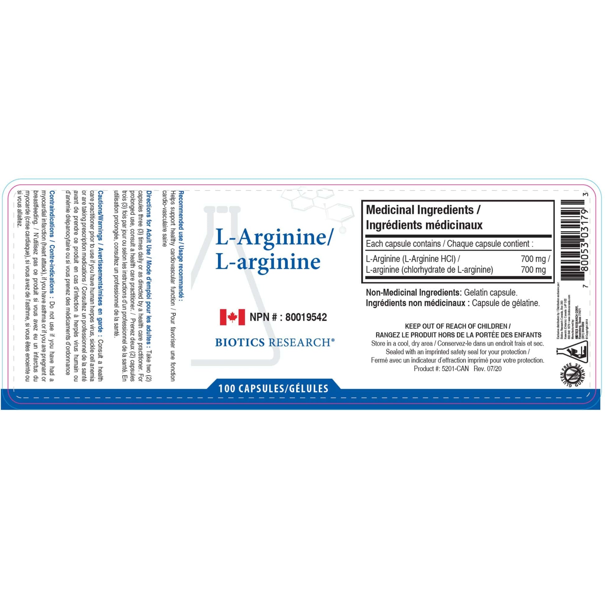 100 Capsules | Biotics Research L-Arginine