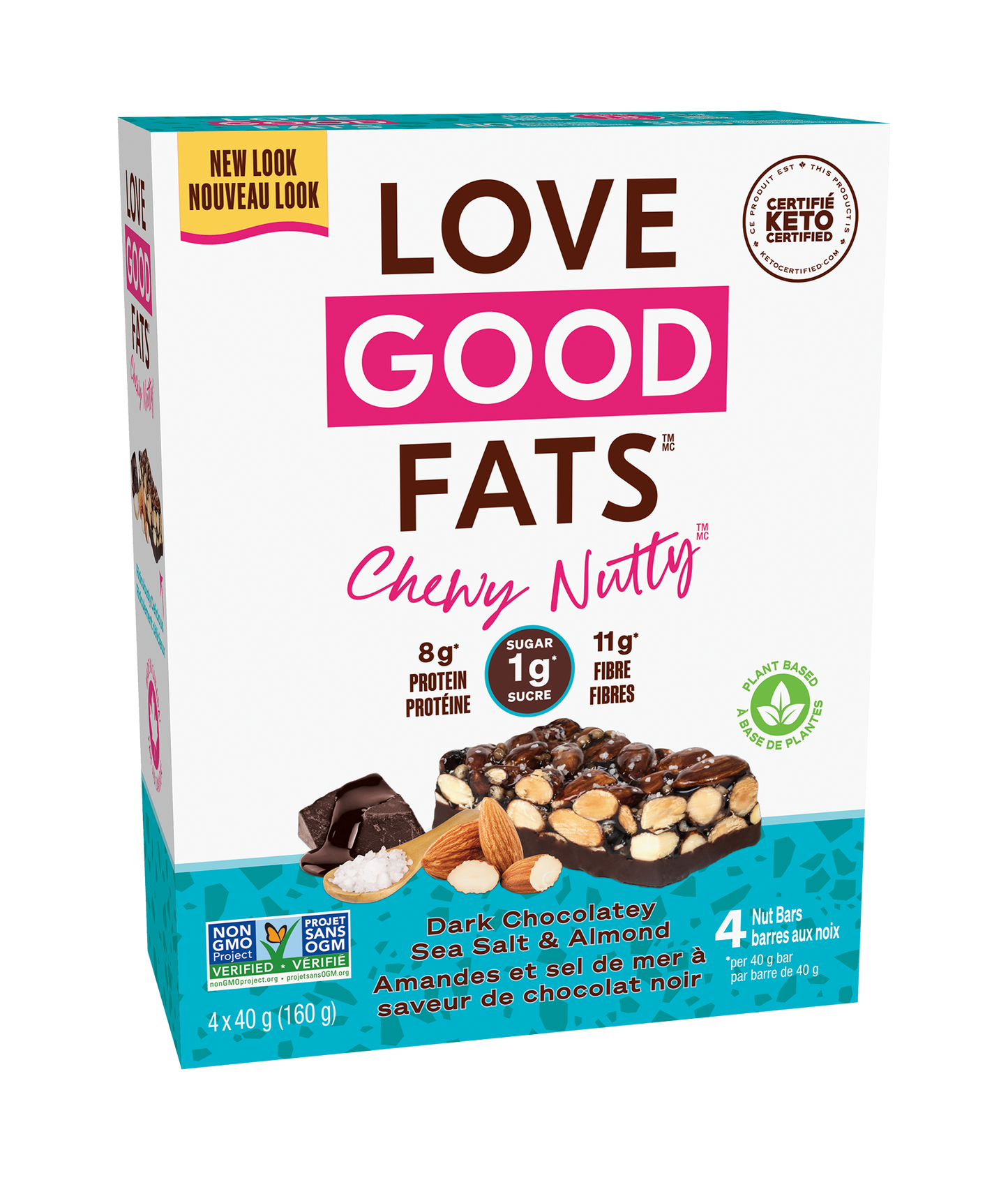 Dark Chocolatey Sea Salt & Almond 4-Pack | Love Good Fats Snack Bars Dark Chocolatey Sea Salt & Almond