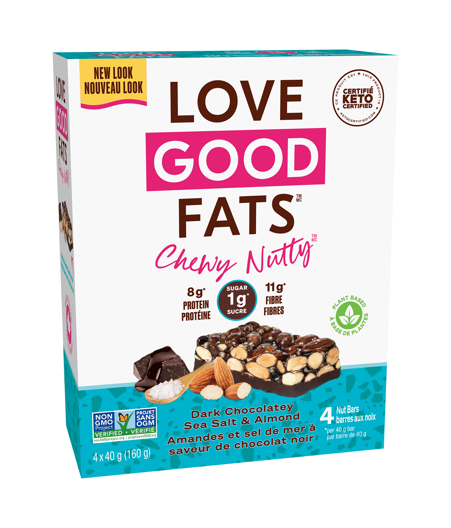 Dark Chocolatey Sea Salt & Almond 4-Pack | Love Good Fats Snack Bars Dark Chocolatey Sea Salt & Almond