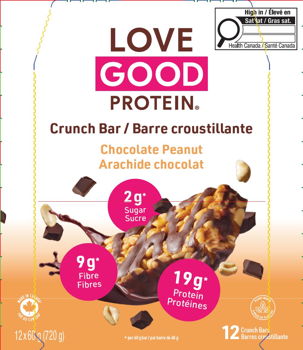 Love Good Fats Protein Crunch Bars, Crispy Protein Bars with Good Fats and Low Sugar, Case of 12 or 4-Pack