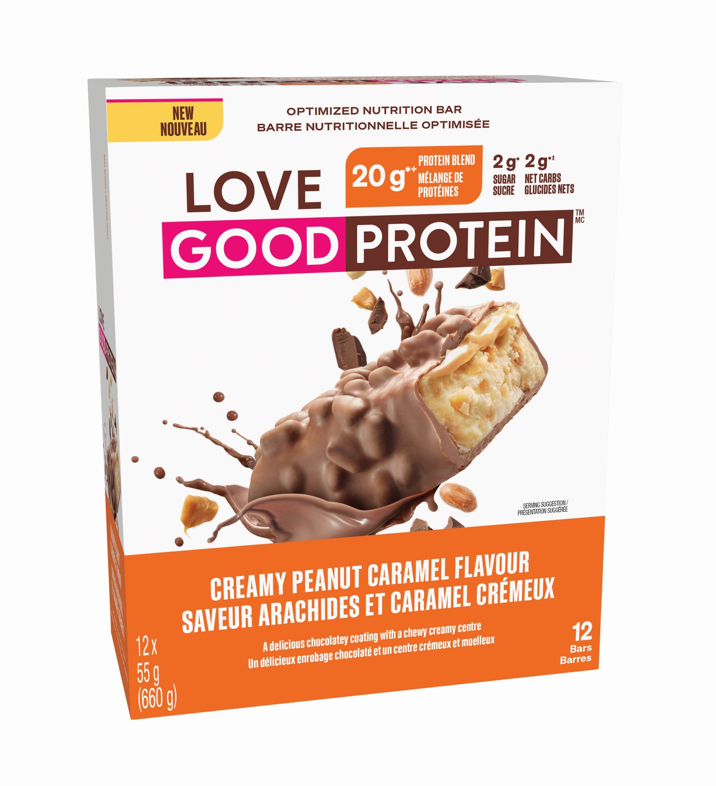 Love Good Fats Protein Bars, Protein with Good Fats and Low Sugar, 55g, Case of 12 or 4-Pack