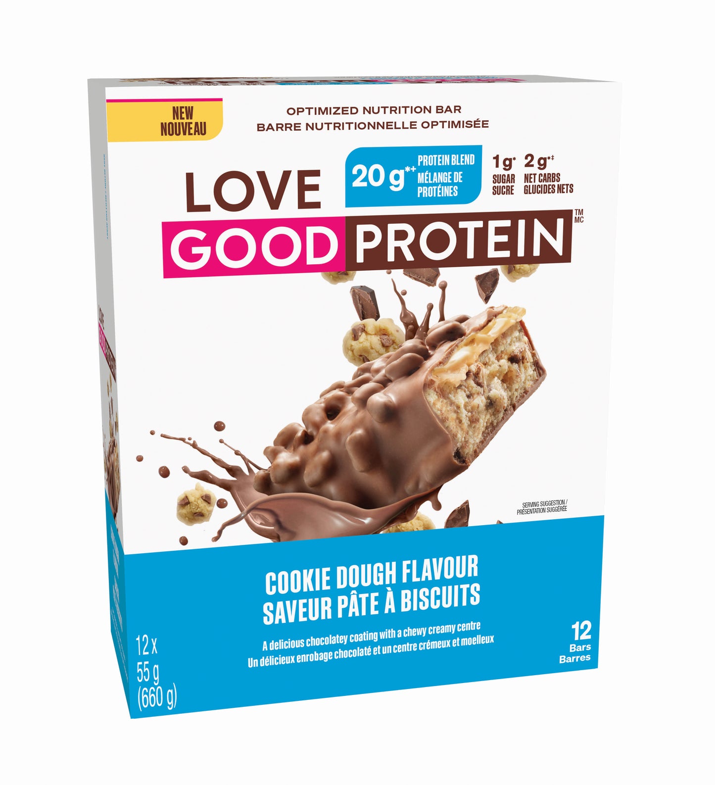 Love Good Fats Protein Bars, Protein with Good Fats and Low Sugar, 55g, Case of 12 or 4-Pack