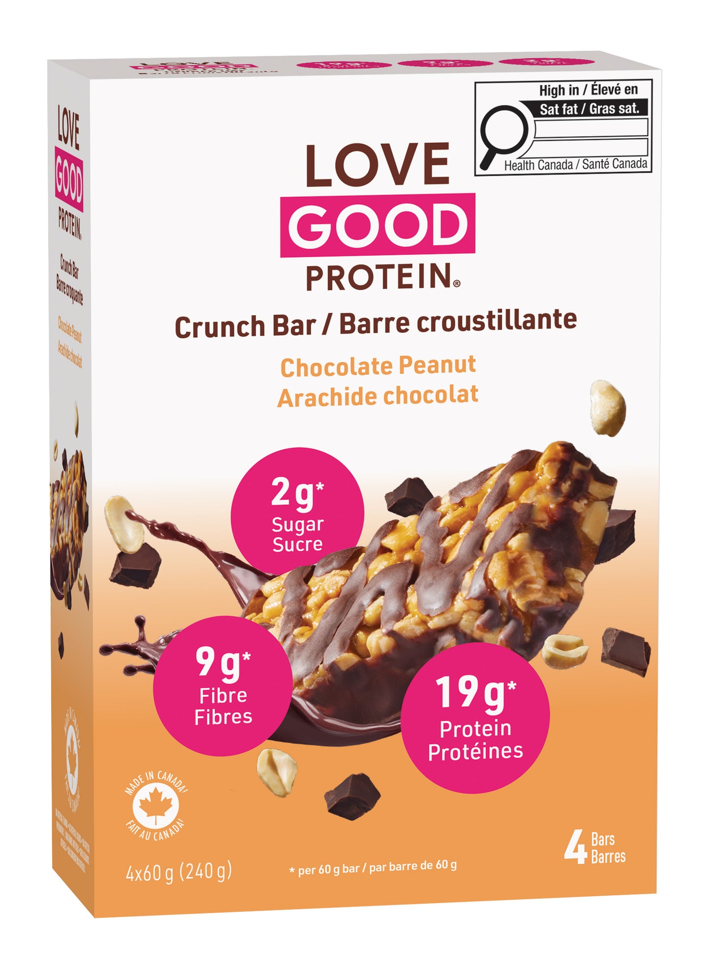 Chocolate Peanut 4-Pack | Love Good Fats Protein Crunch Bars Chocolate Peanut