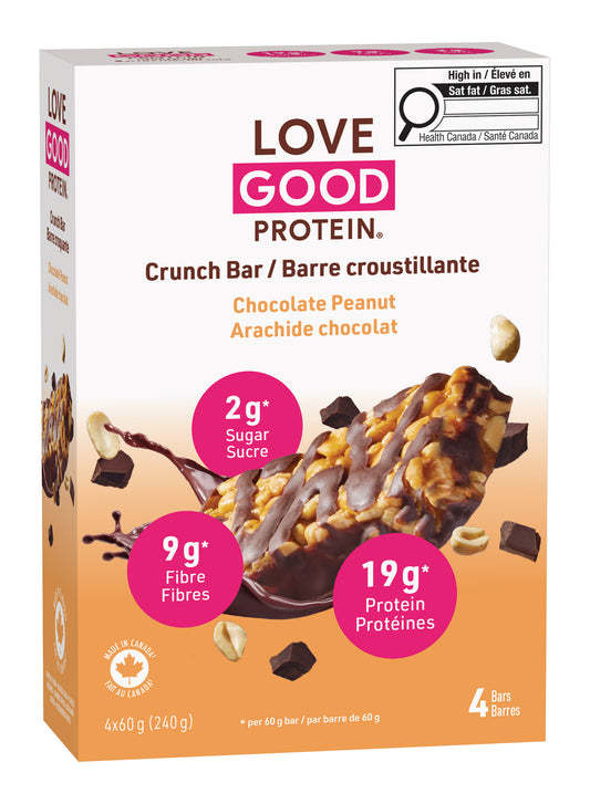Chocolate Peanut 4-Pack | Love Good Fats Protein Crunch Bars Chocolate Peanut