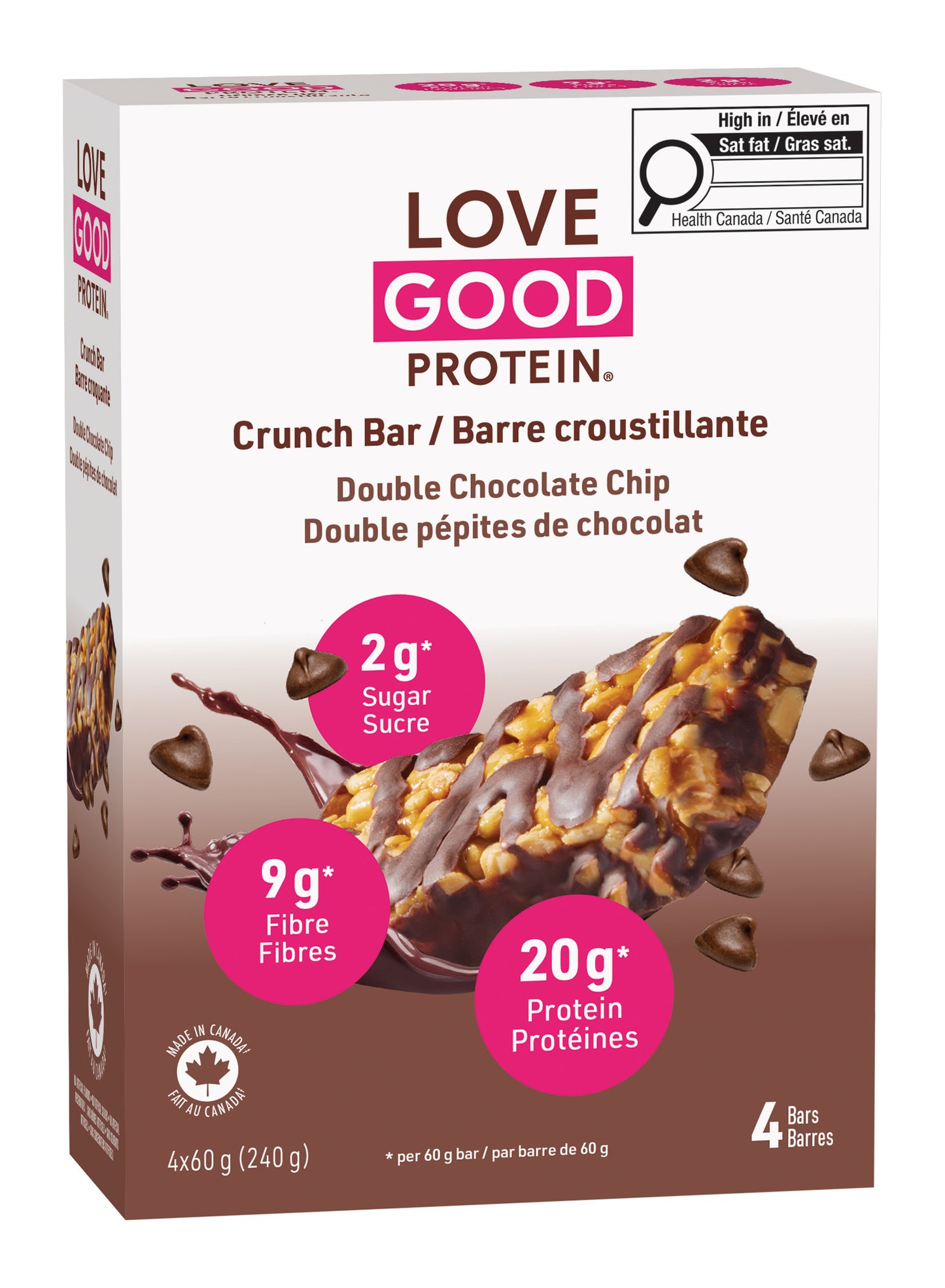 Double Chocolate 4-Pack | Love Good Fats Protein Crunch Bars Double Chocolate