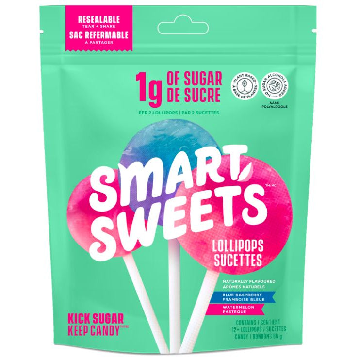 SmartSweets Lollipops, Case of 10 x 85g