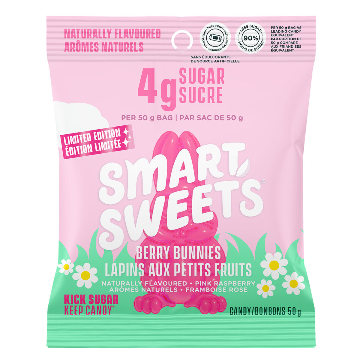 SmartSweets Gummy Candy, Case of 14 x 50g - Berry Bunnies