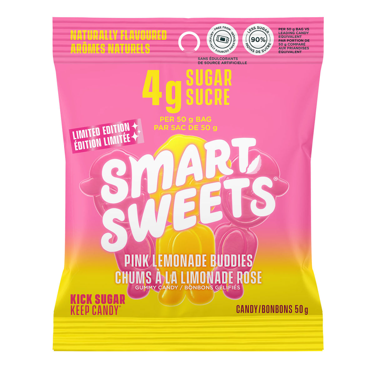 SmartSweets Gummy Candy, Case of 14 x 50g - Pink Lemonade Buddies