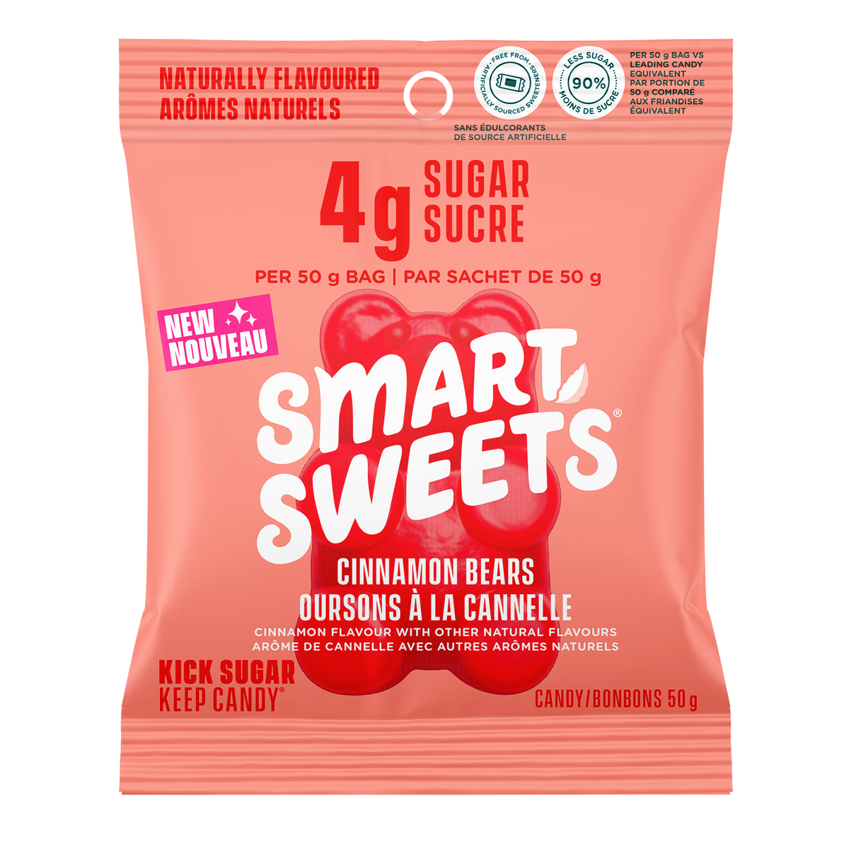 SmartSweets Gummy Candy, Case of 14 x 50g - Cinnamon Bears