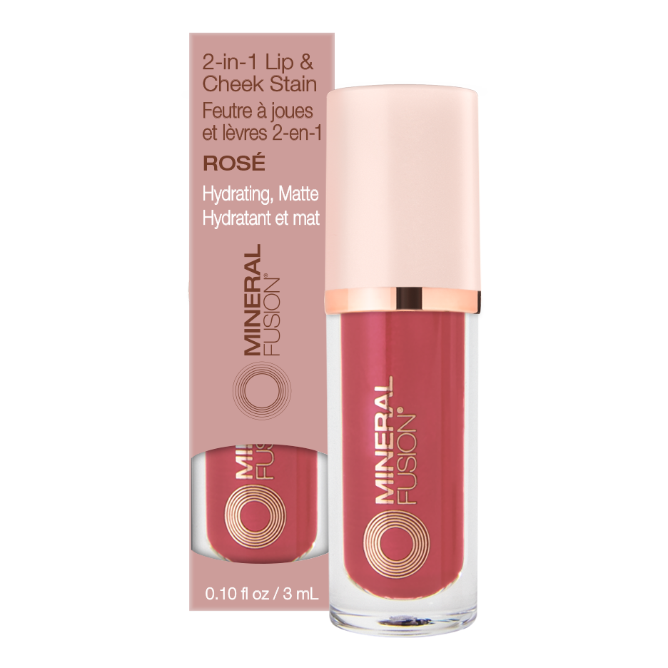 Mineral Fusion 2-in-1 Lip & Cheek Stain with Beet Root, Aloe and Hyaluronate, 4 Shades, 3ml - Rose