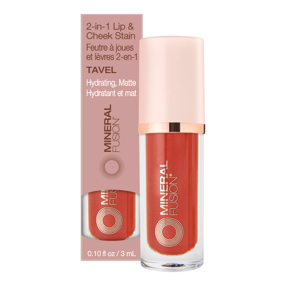 Mineral Fusion 2-in-1 Lip & Cheek Stain with Beet Root, Aloe and Hyaluronate, 4 Shades, 3ml - Tavel