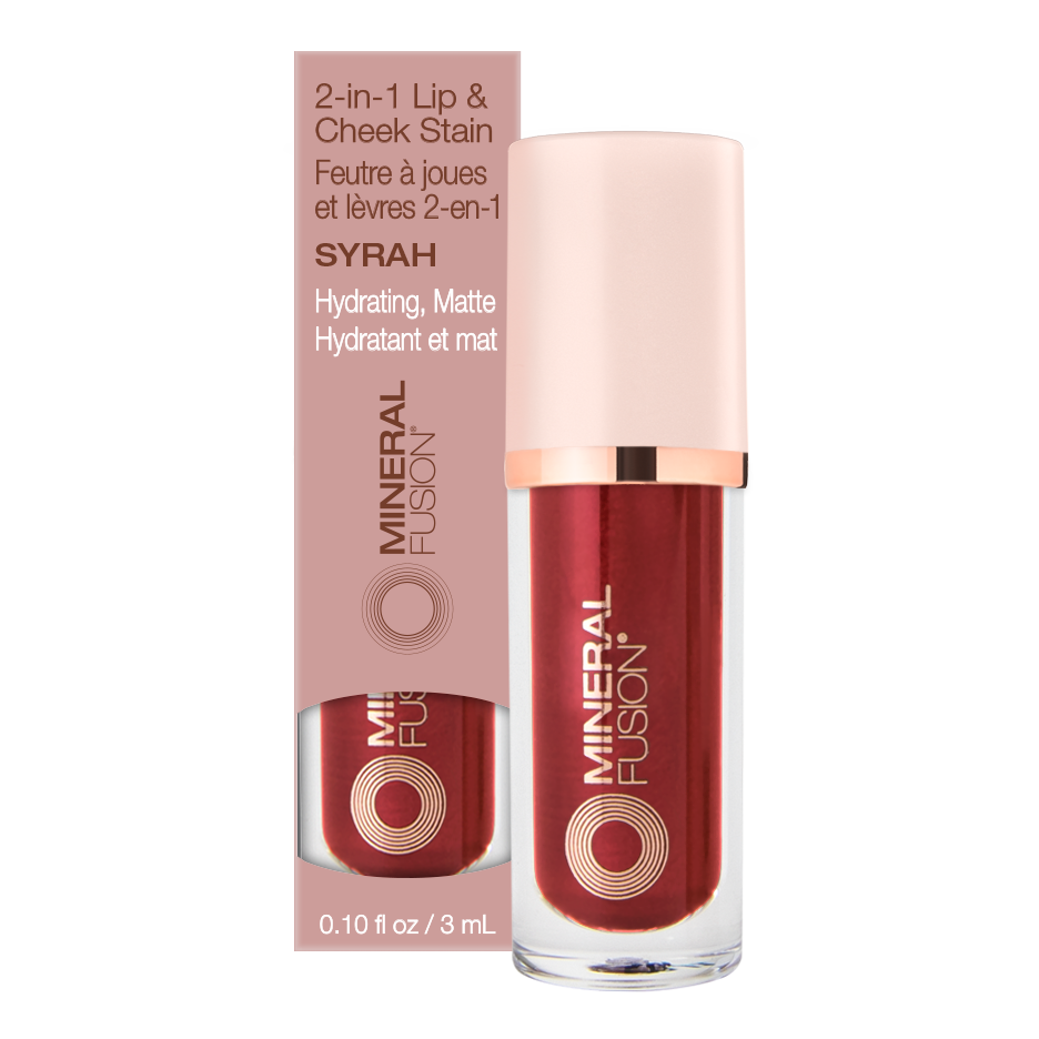 Mineral Fusion 2-in-1 Lip & Cheek Stain with Beet Root, Aloe and Hyaluronate, 4 Shades, 3ml - Syrah