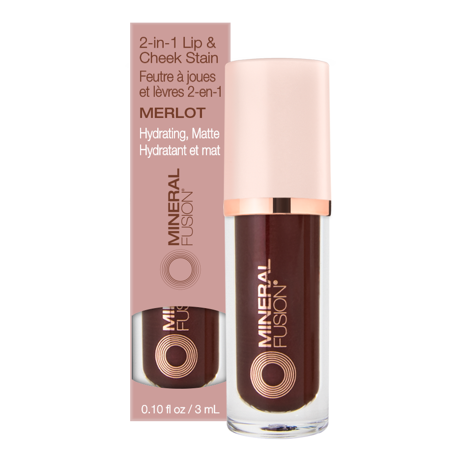 Mineral Fusion 2-in-1 Lip & Cheek Stain with Beet Root, Aloe and Hyaluronate, 4 Shades, 3ml - Merlot