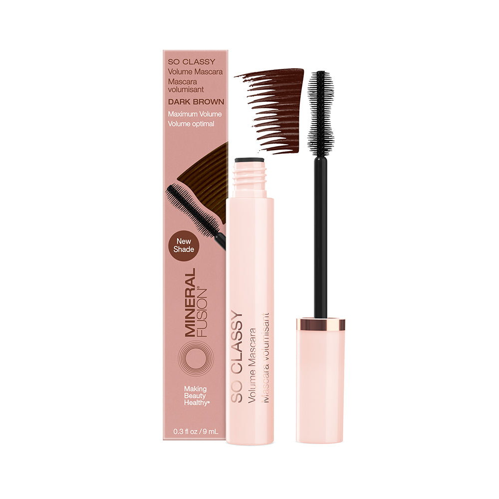 Mineral Fusion So Classy Volume Mascara with Argan Oil and Peptide, Black or Dark Brown, 9ml - Dark Brown