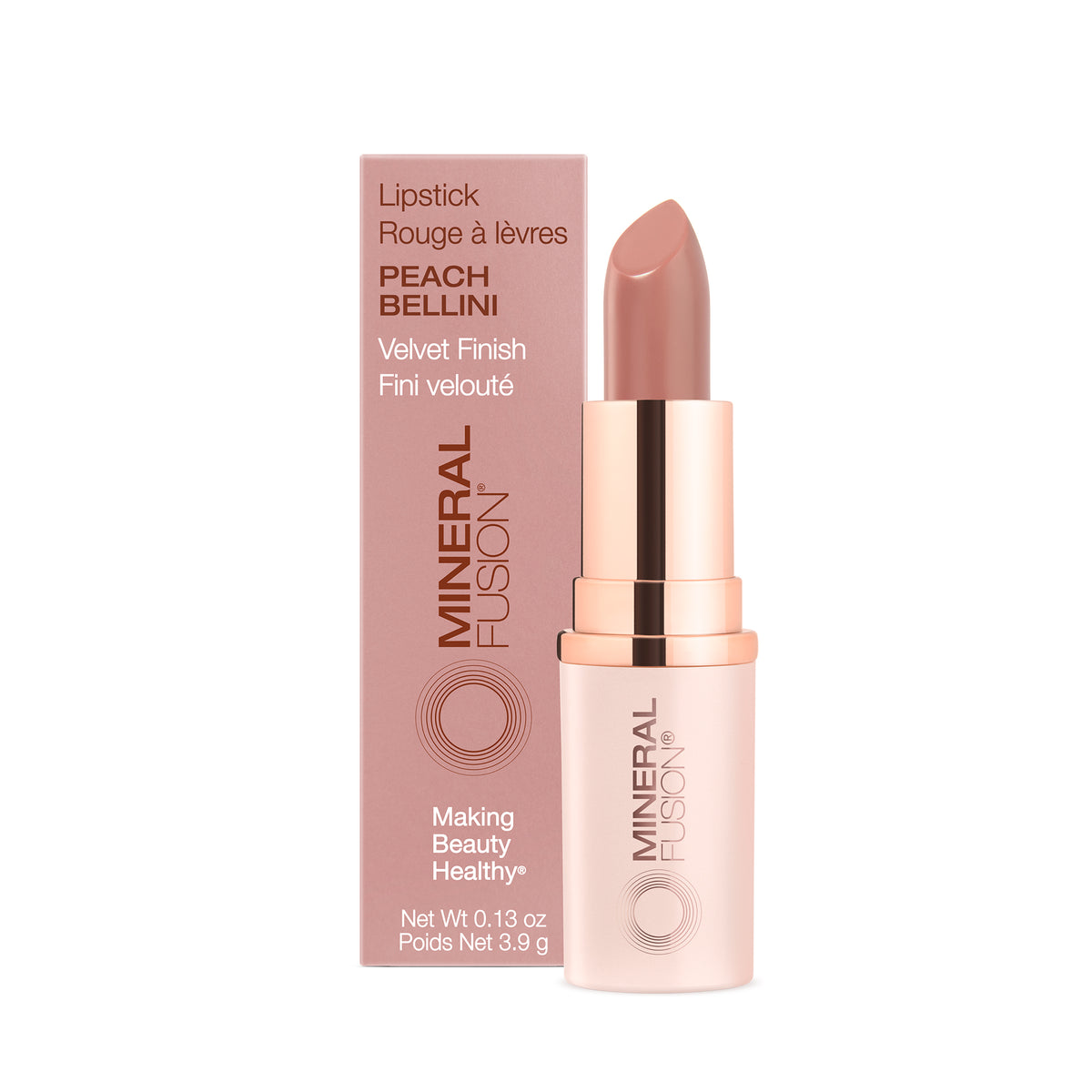 Mineral Fusion Lipstick, Full-Coverage Colour with Avocado, Pomegranate and Cocoa Butter, 16 Shades, 3.9g - Peach Bellini