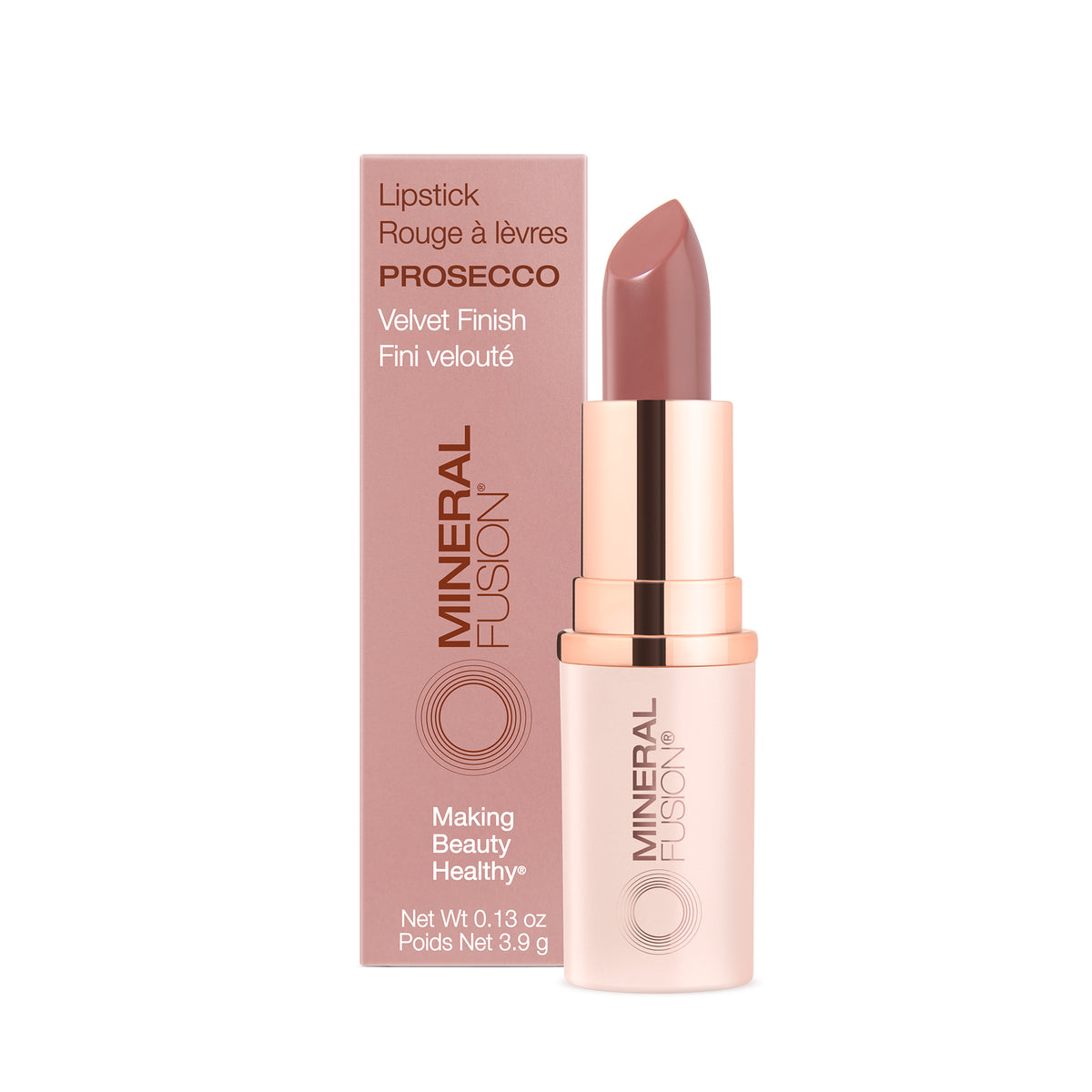 Mineral Fusion Lipstick, Full-Coverage Colour with Avocado, Pomegranate and Cocoa Butter, 16 Shades, 3.9g - Prosecco