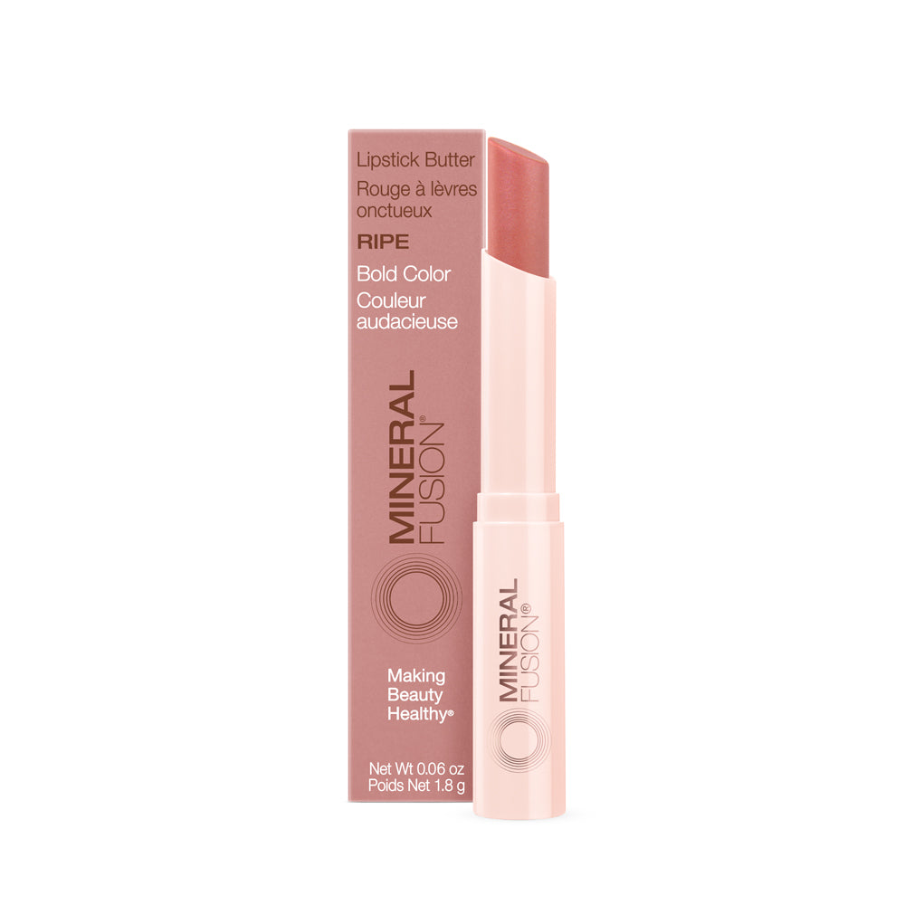 Mineral Fusion Lipstick Butter, Creamy Gloss-Finish Colour with Argan Oil and Cocoa Butter, 7 Shades, 1.8g - Ripe