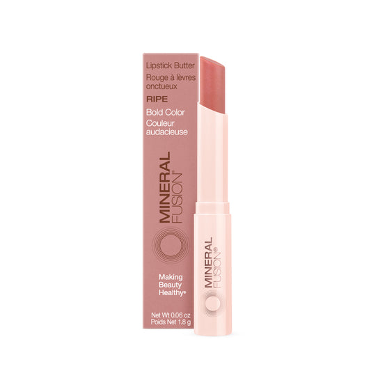 Mineral Fusion Lipstick Butter, Creamy Gloss-Finish Colour with Argan Oil and Cocoa Butter, 7 Shades, 1.8g - Ripe