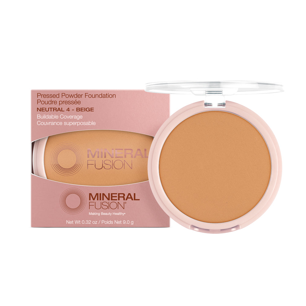 Mineral Fusion Pressed Powder Foundation, Talc-Free Mineral Base with White Tea and Pomegranate, 24 Shades, 9g - Neutral 4