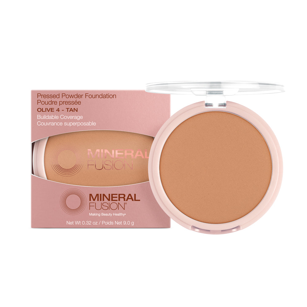 Mineral Fusion Pressed Powder Foundation, Talc-Free Mineral Base with White Tea and Pomegranate, 24 Shades, 9g - Olive 4