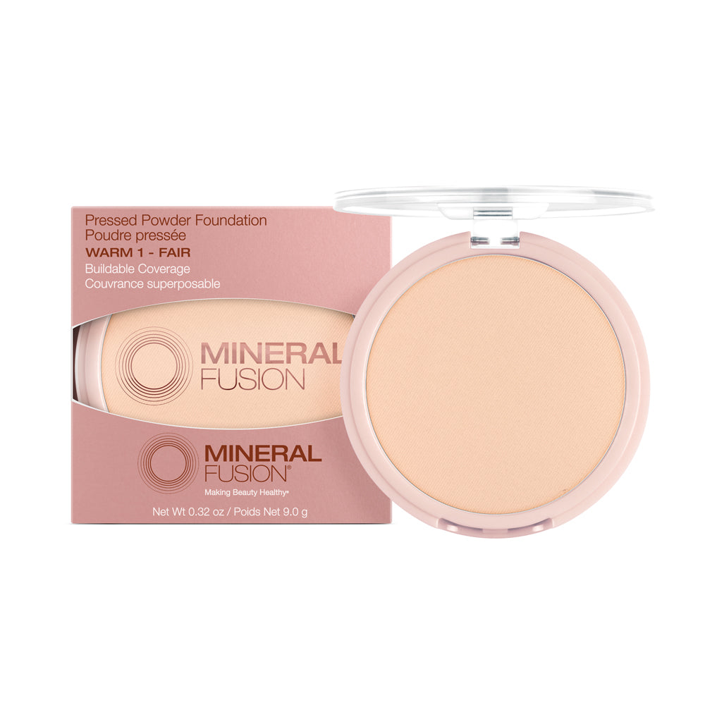 Mineral Fusion Pressed Powder Foundation, Talc-Free Mineral Base with White Tea and Pomegranate, 24 Shades, 9g - Warm 1