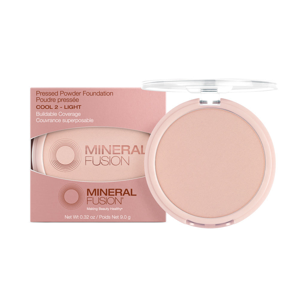 Mineral Fusion Pressed Powder Foundation, Talc-Free Mineral Base with White Tea and Pomegranate, 24 Shades, 9g - Cool 2